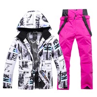 Nevenka Ski Jacket and Pants Set Winter Coat Hooded Outdoor Skiing Snowboard Suit for Men-PictorialRoseRed