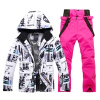Nevenka Ski Jacket and Pants Set Winter Coat Hooded Outdoor Skiing Snowboard Suit for Men-PictorialPink