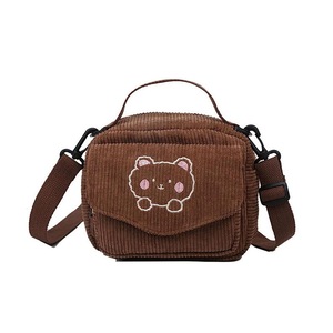 Nevenka Small Cute Corduroy Crossbody Bag Mini Kawaii Purse-Brown