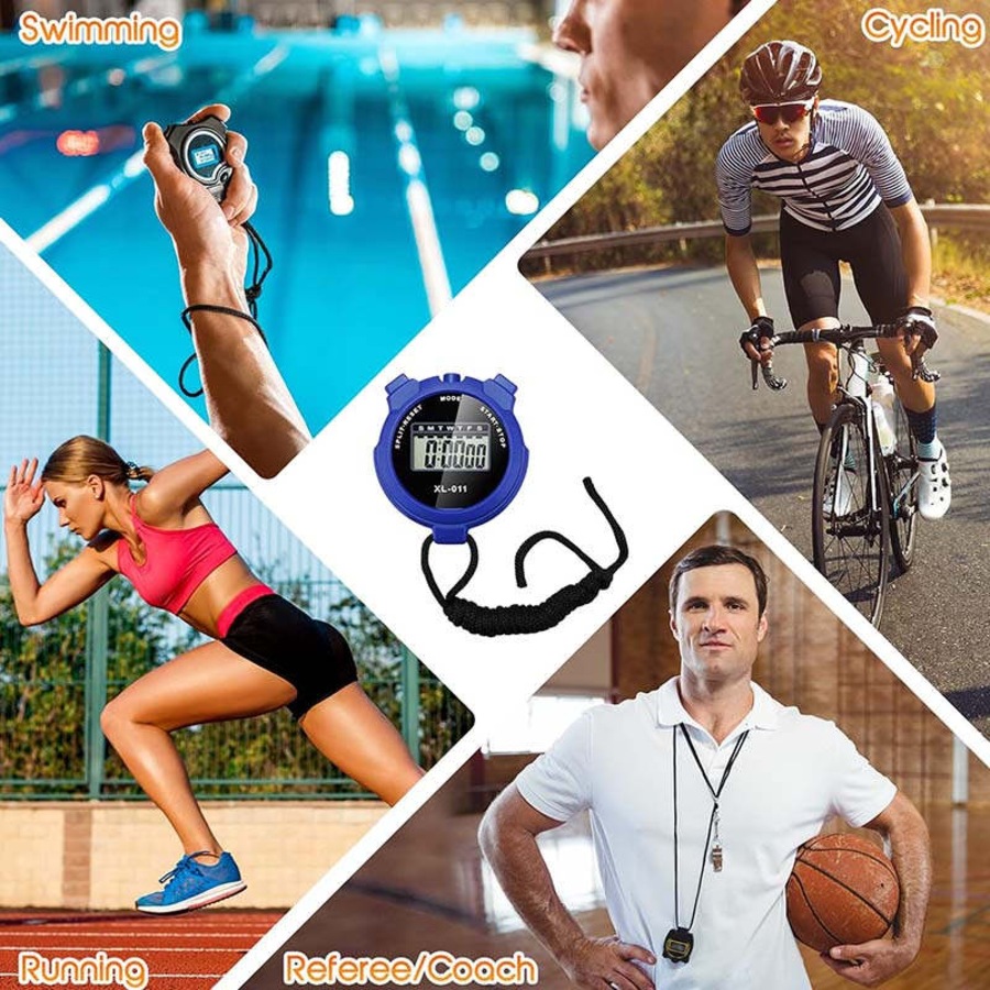 Nevenka Stopwatch Sport Timer Shockproof Large Screen Digital with Lanyard-Blue