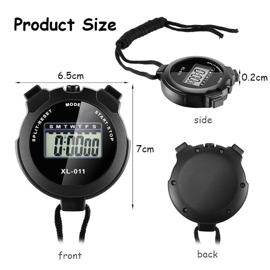 Nevenka Stopwatch Sport Timer Shockproof Large Screen Digital with Lanyard-Red