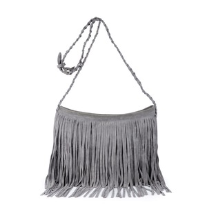 Nevenka Suede Tassel Messenger Bag Women Hobo Shoulder Bags-Grey