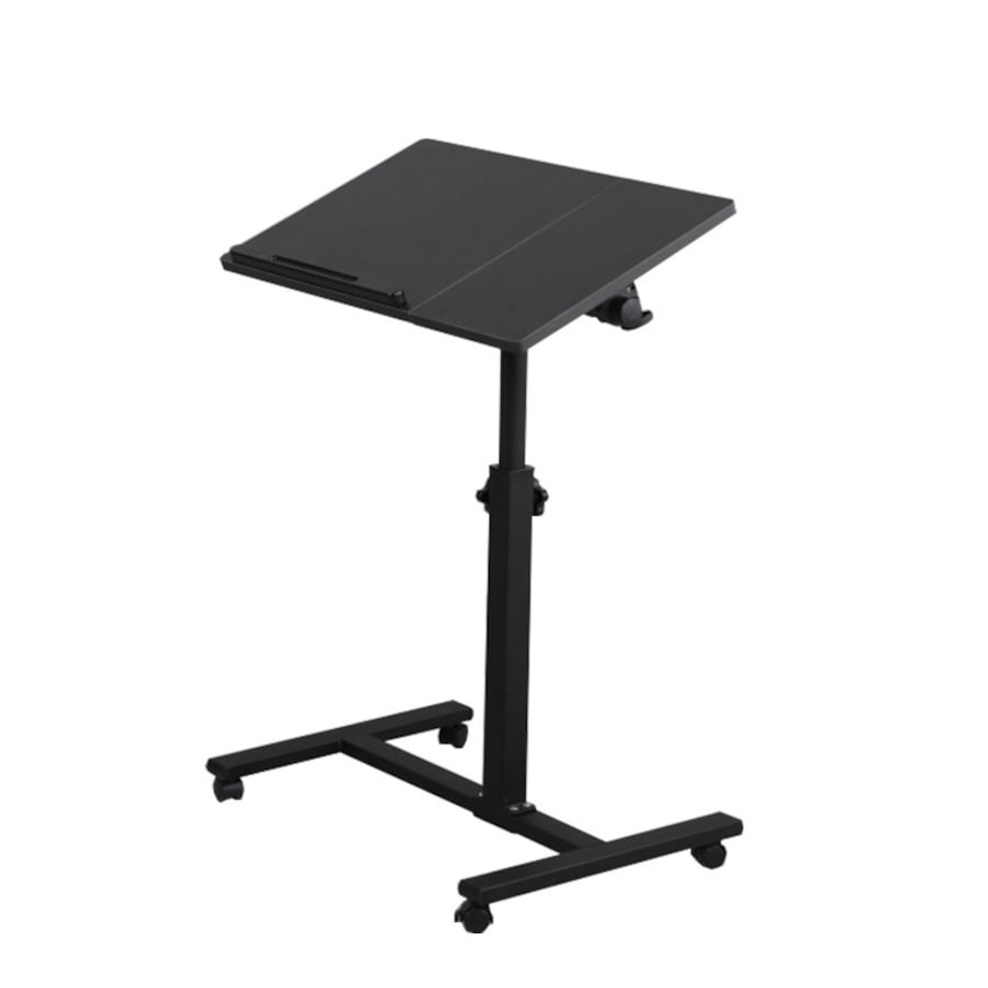 Nevenka T-Shape Overbed Table with Wheels -Black