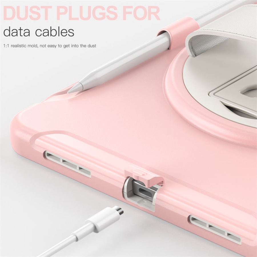 Nevenka Tablet Case For iPad 10th with 360 Kickstand/Hand Strap Shockproof-Pink