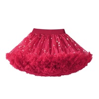 Nevenka Toddler Girls Layered Tutu Skirt Solid Color Mesh Princess Ballet Dance Dress-RedStar