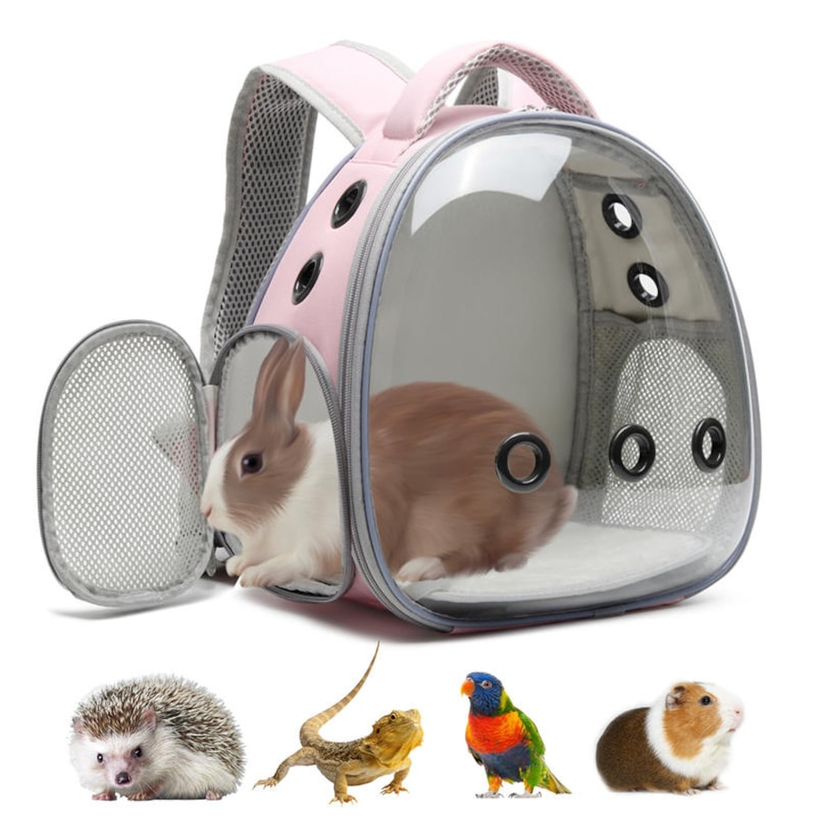 Nevenka Travel Pet Carrier Backpack with Bubble Window for Cat Puppy-Pink