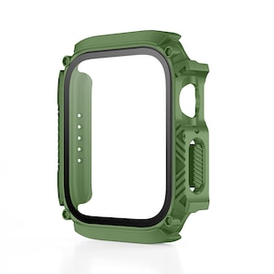 Nevenka Waterproof iWatch Case PC Screen Protector for Apple Watch Series 7/8-ArmyGreen