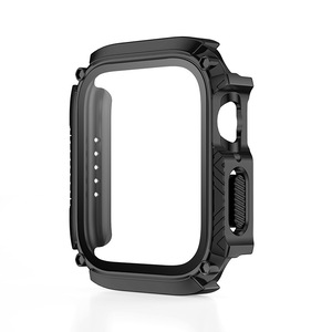Nevenka Waterproof iWatch Case PC Screen Protector for Apple Watch Series 7/8-Black