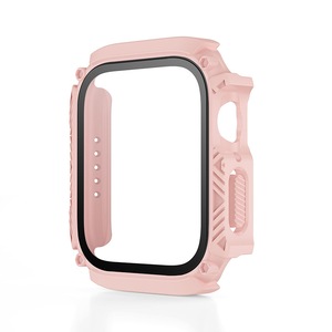 Nevenka Waterproof iWatch Case PC Screen Protector for Apple Watch Series 7/8-Pink