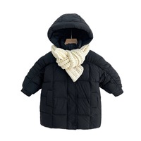 Nevenka Winter Childrens Hooded Down Coat Mid Length Girls Puffer Jacket Kids 3-9 Years-Black