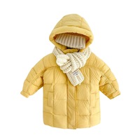 Nevenka Winter Childrens Hooded Down Coat Mid Length Girls Puffer Jacket Kids 3-9 Years-Yellow