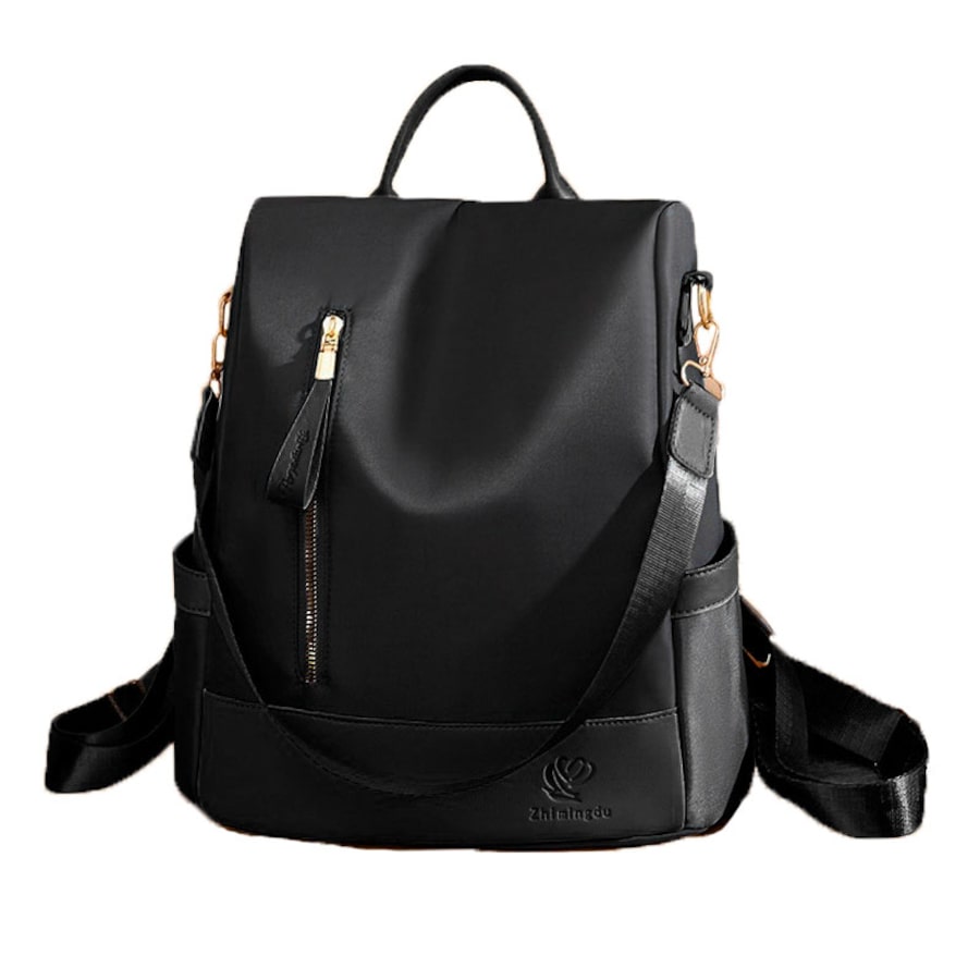Nevenka Women Backpack Nylon Anti-theft Waterproof Lightweight Shoulder Bags-Black 1