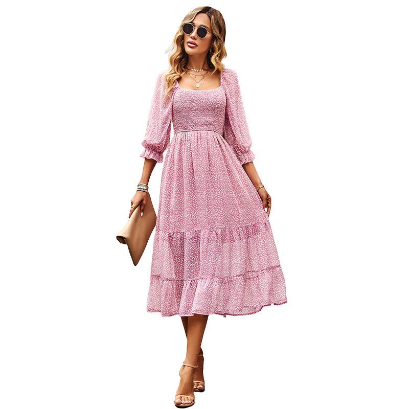 Buy Nevenka Women Casual Summer Dresses Square Neck Ruffle Floral Boho ...