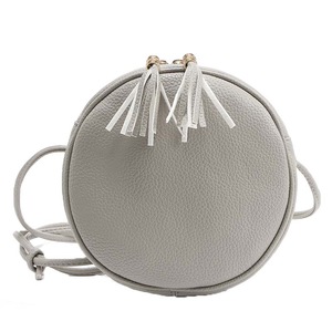 Nevenka Women Circular PU Leather Crossbody Purse Phone Shoulder Bag-Grey
