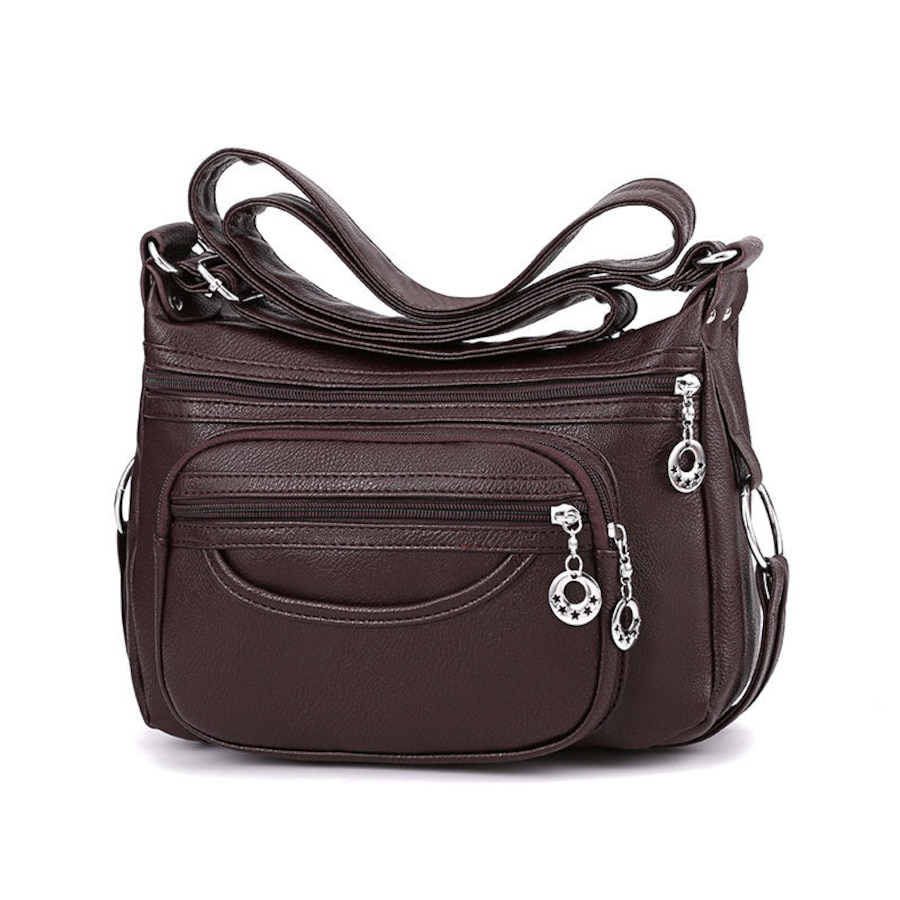 Nevenka Women Crossbody Bag Leather Handbag Pocketbook Lightweight Shoulder Purse-DarkBrown