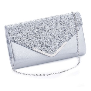 Nevenka Women Evening Envelope Clutch Prom Sequin Shoulder Cross Body Bag-Silver