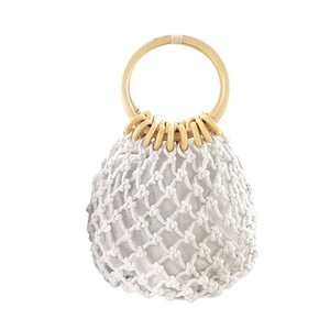 Nevenka Women Mini Handbag Top-handle Bucket Drawstring Woven Bag-White
