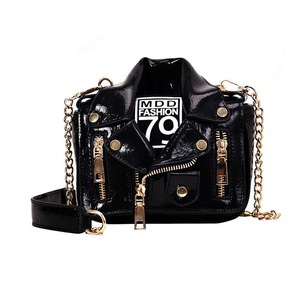 Nevenka Women Motorcycle Jacket Crossbody Bag Punk Style Lapel Collar Satchel Bag-Black