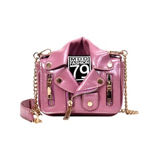 Nevenka Women Motorcycle Jacket Crossbody Bag Punk Style Lapel Collar Satchel Bag-Purple