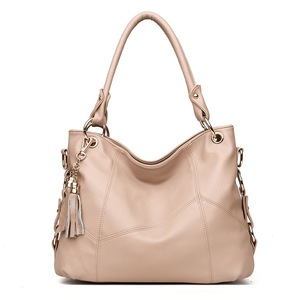 Nevenka Women PU Leather Handbag Large Capacity Satchel With Shoulder Strap-Beige