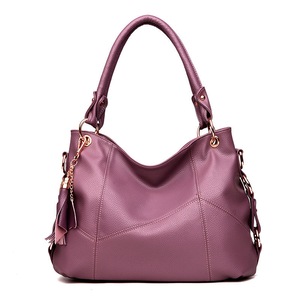 Nevenka Women PU Leather Handbag Large Capacity Satchel With Shoulder Strap-Purple