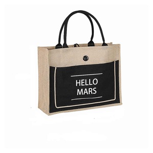 Nevenka Women Simple Flax Tote Bag Big Capacity Shoulder Bag-Hello Mars-Black