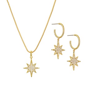 Nevenka Women Star Dainty Pendant Necklace and Earrings Jewelry Set