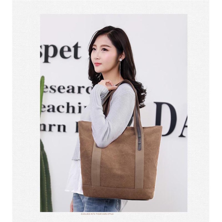 Nevenka Womens Canvas Shoulder Bags Retro Casual Handbags Work Bag-Brown