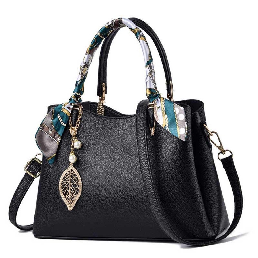 Nevenka Womens Fashion Leather Purses and Handbags Top Handle Satchel Tote Bags-Black