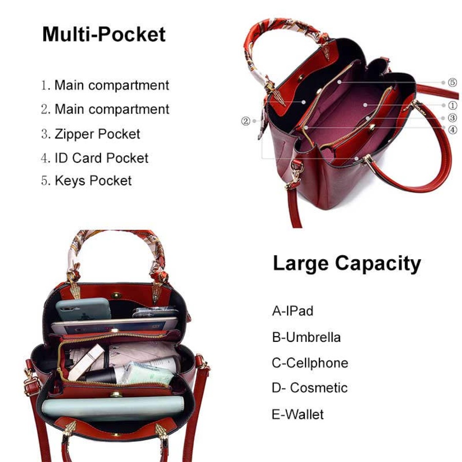 Nevenka Womens Fashion Leather Purses and Handbags Top Handle Satchel Tote Bags-Black