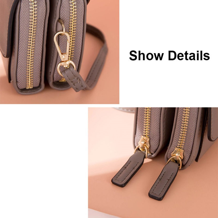 Nevenka Womens Multiple Card Slots Crossbody Shoulder Bag Large Capacity Wallet-Black