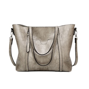 Nevenka Womens Soft PU Leather Tote Bag Large Capacity Shoulder Bag-Grey