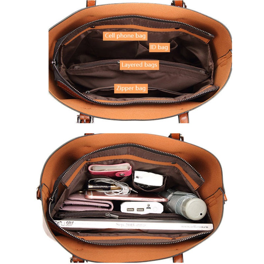 Nevenka Womens Soft PU Leather Tote Bag Large Capacity Shoulder Bag-Wine Red