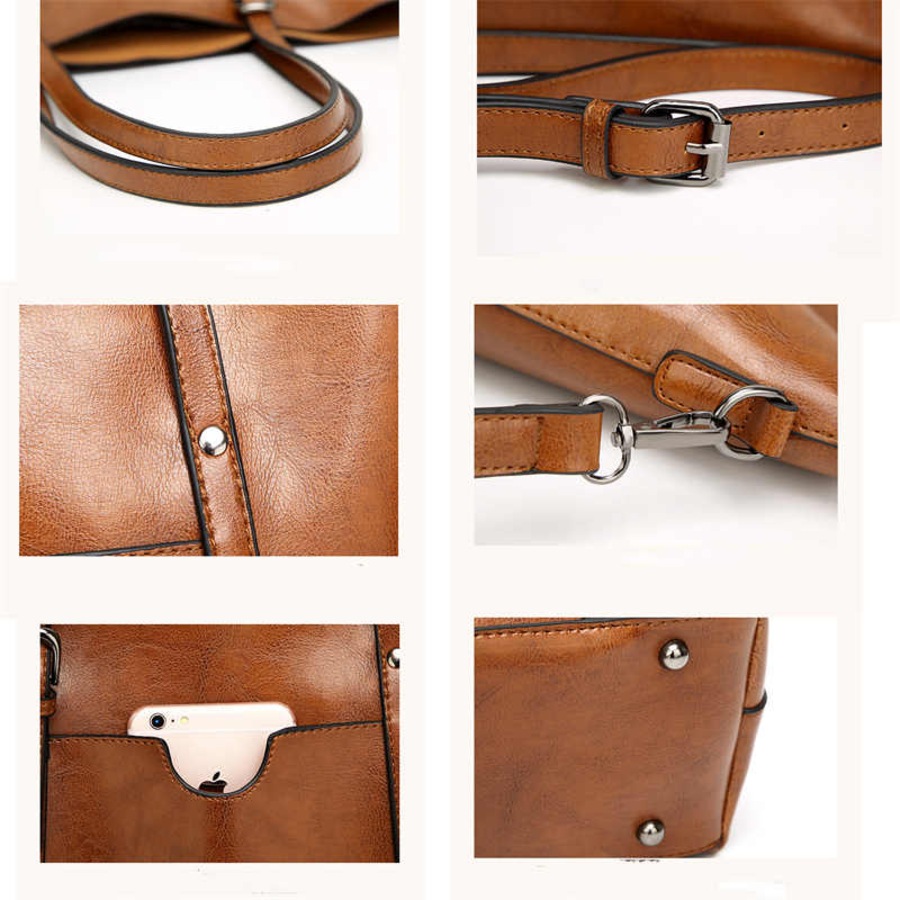 Nevenka Womens Soft PU Leather Tote Bag Large Capacity Shoulder Bag-Wine Red