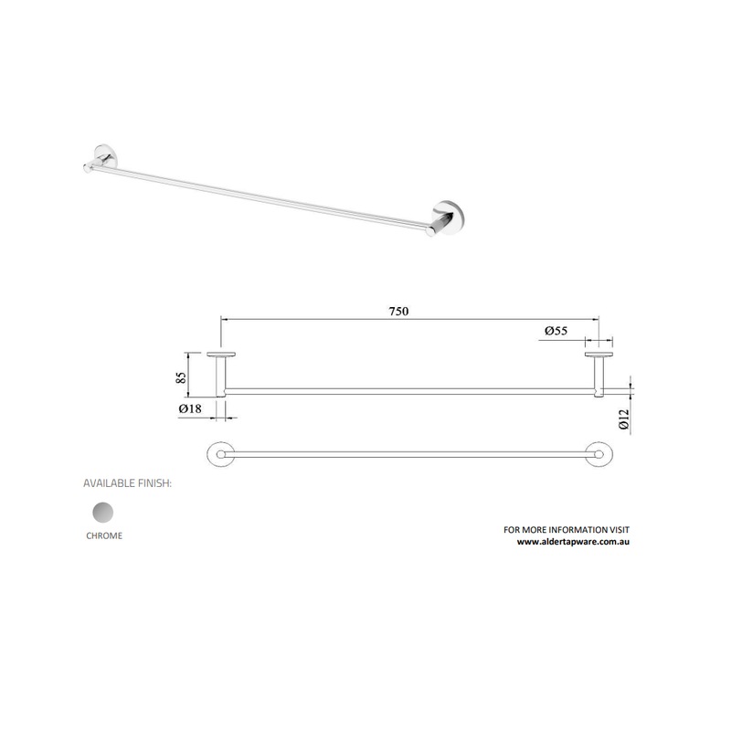 Buy Alder Star 750mm Single Towel Rail Chrome 86991 MyDeal