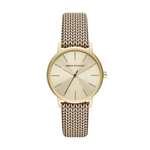 Armani Exchange Three-Hand Brown Leather Watch AX5594 Stainless Steel Grey
