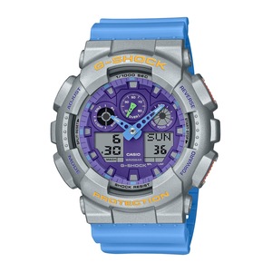 Casio G Shock Blue Digital And Analogue Watch GA100EU-8A2 Resin Purple