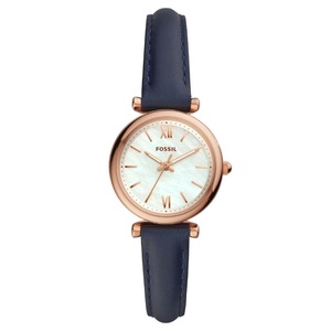 Fossil Carlie Ladies Watch ES4502 Leather 3 Hands Blue 796483430013