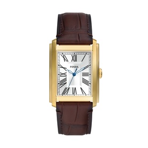 Fossil Carraway Three-Hand Brown Croco Leather Watch FS6011 Stainless Steel Silver 4064092235258