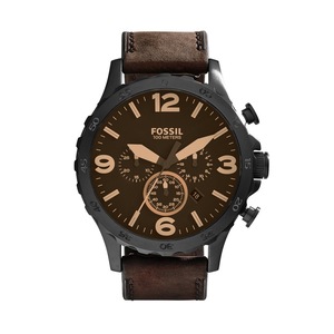 Fossil Nate Watch JR1487 Leather Chronograph Brown 796483156814