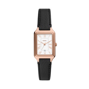 Fossil Raquel Three-Hand Date Black LiteHide Leather Watch ES5310 Stainless Steel White 4064092234916