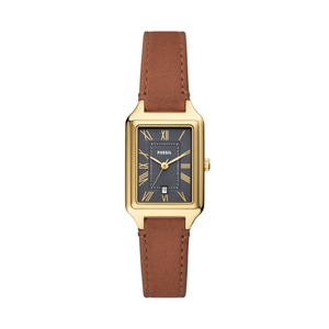 Fossil Raquel Three-Hand Date Medium Brown LiteHide Leather Watch ES5303 Stainless Steel Grey 4064092234909
