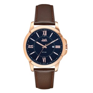 Jag JAG Men's Xavier Leather Band Watch J2155 3 Hands Black 9325452001704