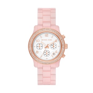 Michael Kors Runway Chronograph Blush Acetate Watch MK7424 Stainless Steel White 4064092227871