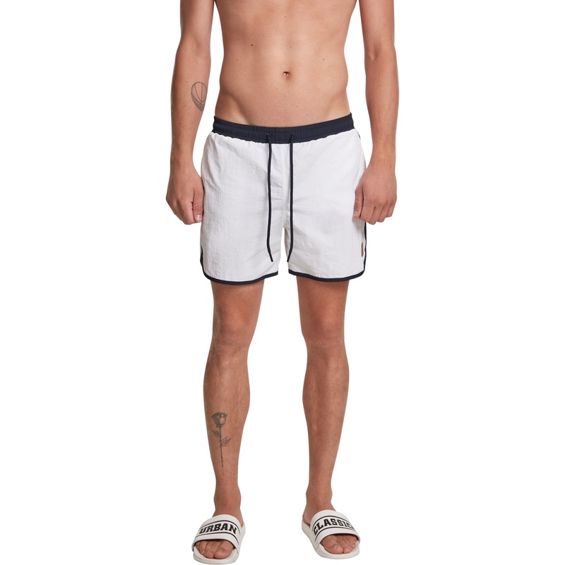 Buy Mens Retro Swim Shorts White / Navy MyDeal
