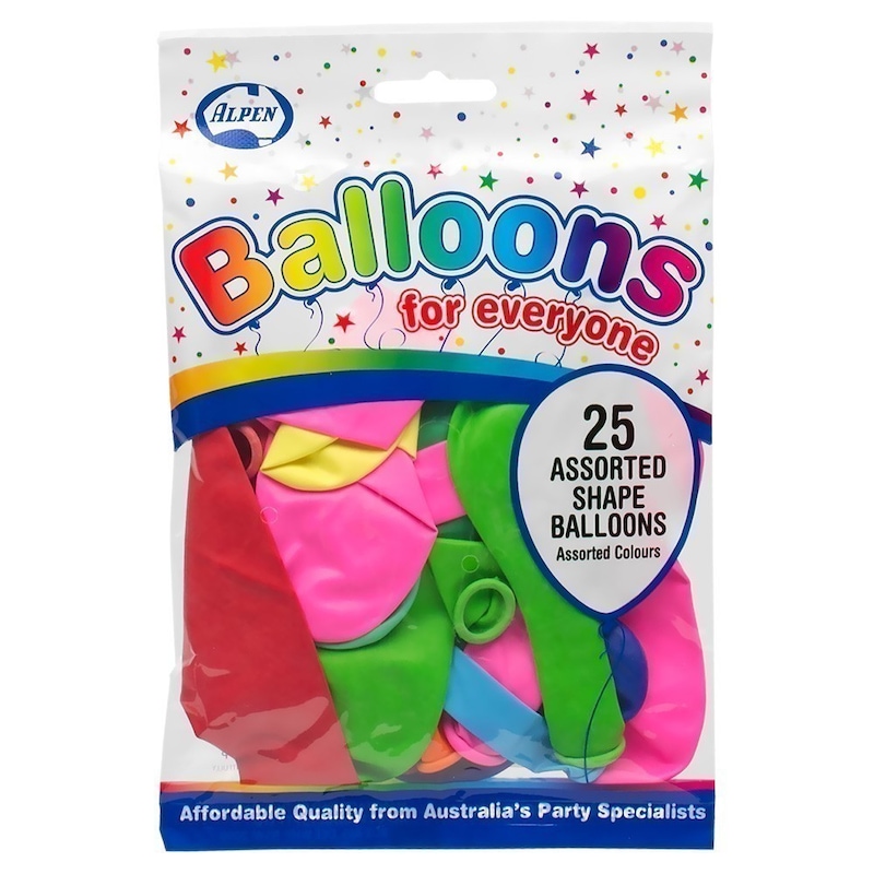 Buy Alpen - Balloons - Assorted Shape Balloons Mixed Colours - MyDeal