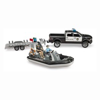 Bruder - RAM 2500 Police Pickup with Trailer, Boat and 2 Figures