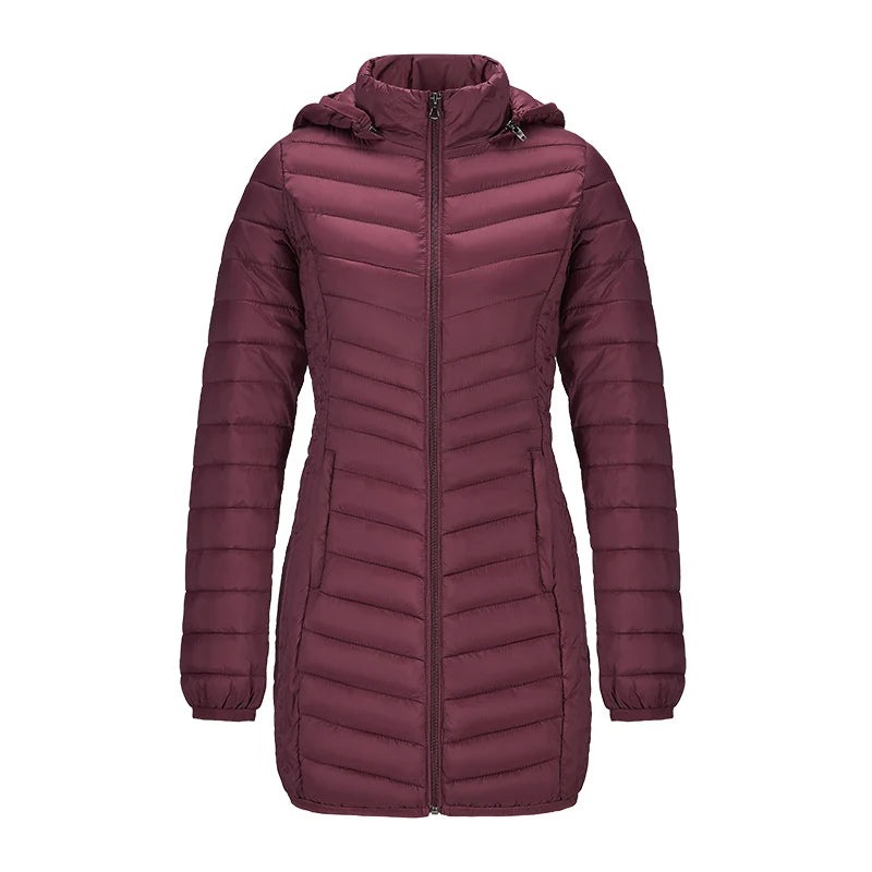 Buy Anychic Womens Padded Puffer Jacket Small Burgandy Ultralightweight ...