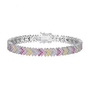 ANYCO Bracelet 17cm 925 Silver Colorful Tennis Twisted Open Box Clasp With Zircon 5A Jewelry for Women