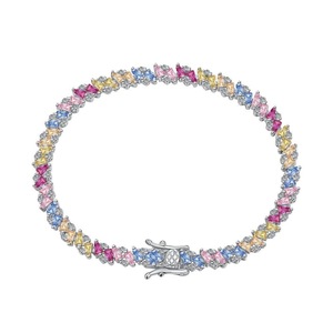 ANYCO Bracelet 18cm925 Silver Colorful Tennis Eternity Open Box Clasp With Zircon 5A Jewelry for Women